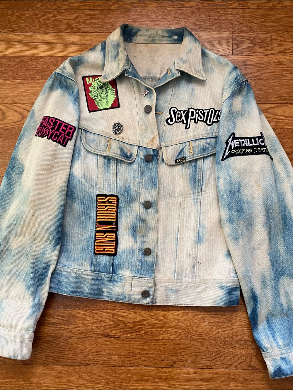 Vintage hand made 80’s Jean Jacket with Band Patches and Artwork